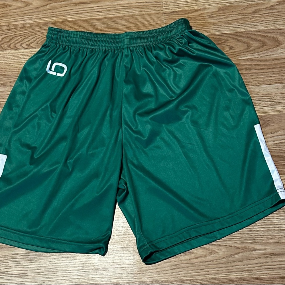 Green Athletic Shorts w/ White Accents - Adult Large - 100% Polyester